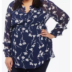Motherhood Maternity Plus Size Navy Floral Blouse